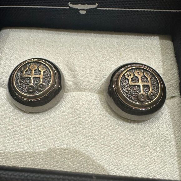 Gear Shift Sterling Silver Cufflinks in Gunmetal - Picture 1 of 6
